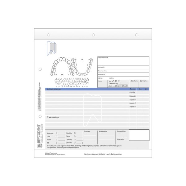 Labor-Auftrag 3-Fach Neutral  100St