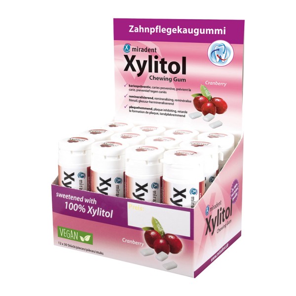 miradent Xylitol Gum Cranberry 12x30St